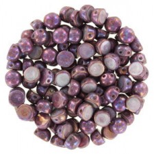 Czech 2-hole Cabochon beads 6mm Chalk White Iris